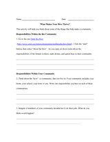 Communities Worksheet